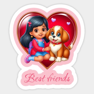 Puppy & Girl - Best friends Sticker